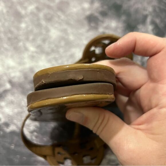 Tory Burch Miller Patent Leather Tan Sandals DAMAGED SIZE 8 1/2 - Picture 5 of 7